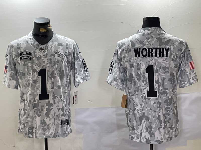 Men%27s Kansas City Chiefs #1 Xavier Worthy Arctic Camo 2024 FUSE Salute to Service Limited Stitched Jersey Dzhi->indianapolis colts->NFL Jersey